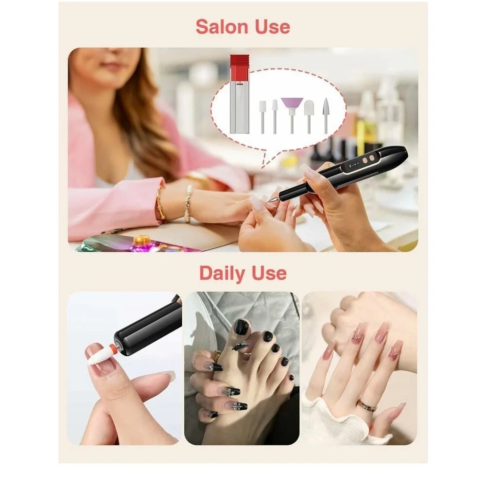 HiLUNDA 2-in-1 Electric Makeup Brush Cleaner and Nail Drill Set Black NIB